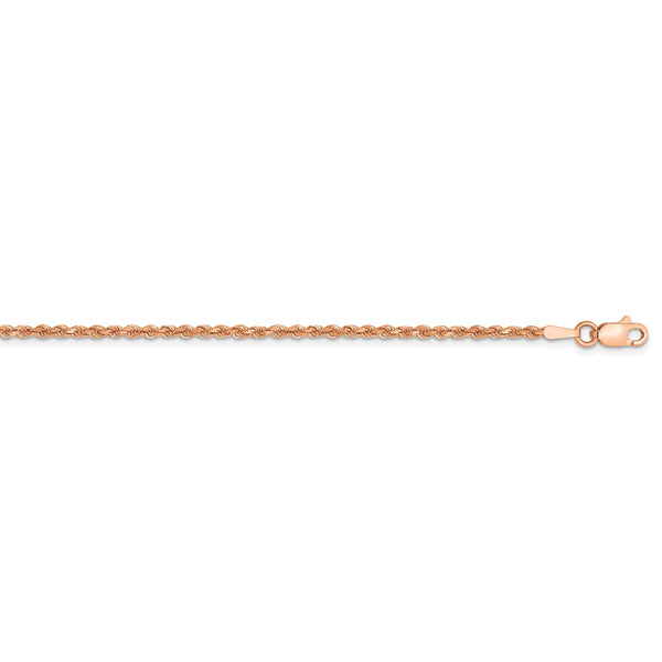 14k Rose Gold 1.75mm D/C Rope Chain Anklet-WBC-014R-10