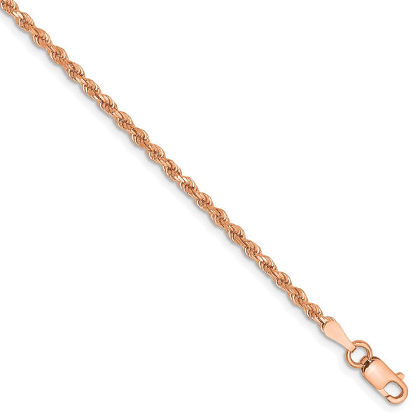 14k Rose Gold 2mm D/C Rope with Lobster Clasp Chain-WBC-016R-8
