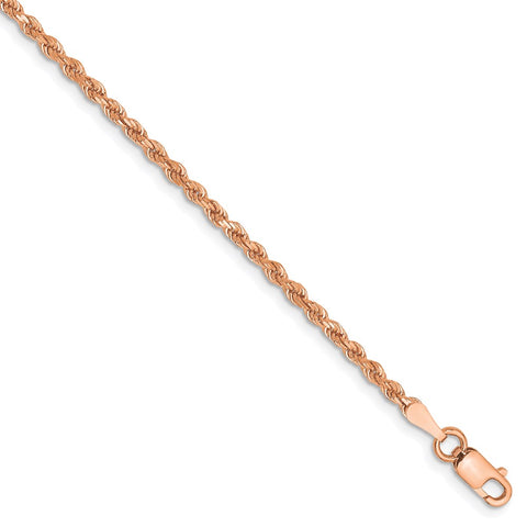14k Rose Gold 2mm D/C Rope with Lobster Clasp Chain-WBC-016R-8