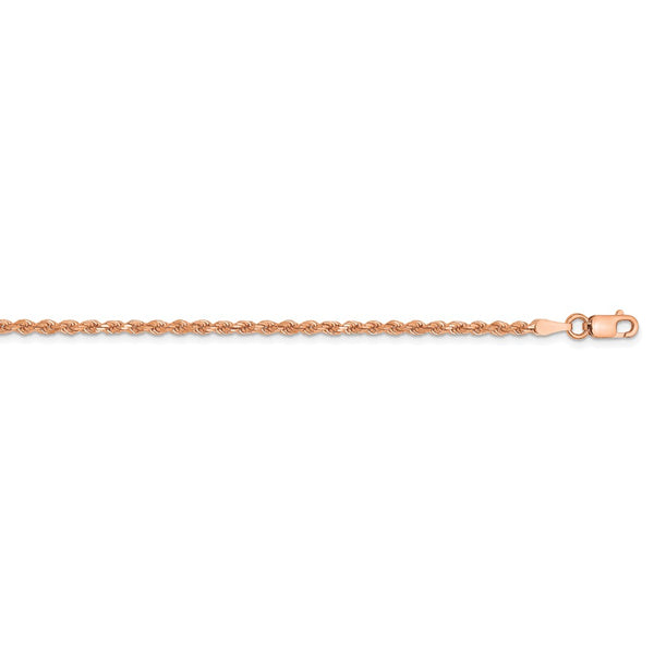 14k Rose Gold 2mm D/C Rope with Lobster Clasp Chain-WBC-016R-16