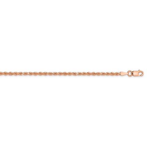 14k Rose Gold 2mm D/C Rope with Lobster Clasp Chain-WBC-016R-16