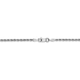 14k White Gold 2mm D/C Rope with Lobster Clasp Chain-WBC-016W-7