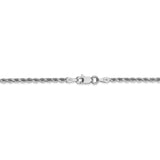 14k White Gold 2mm D/C Rope with Lobster Clasp Chain-WBC-016W-24