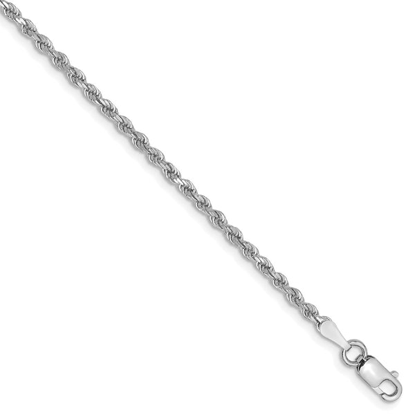 14k White Gold 2mm D/C Rope with Lobster Clasp Chain-WBC-016W-7