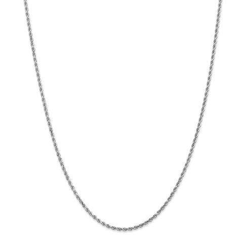 14k White Gold 2mm D/C Rope with Lobster Clasp Chain-WBC-016W-28