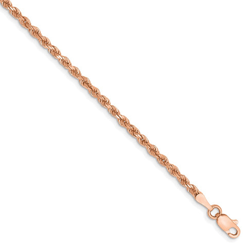 14k Rose Gold 2.25mm D/C Rope with Lobster Clasp Chain-WBC-018R-8