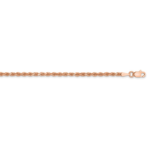 14k Rose Gold 2.25mm D/C Rope with Lobster Clasp Chain-WBC-018R-18