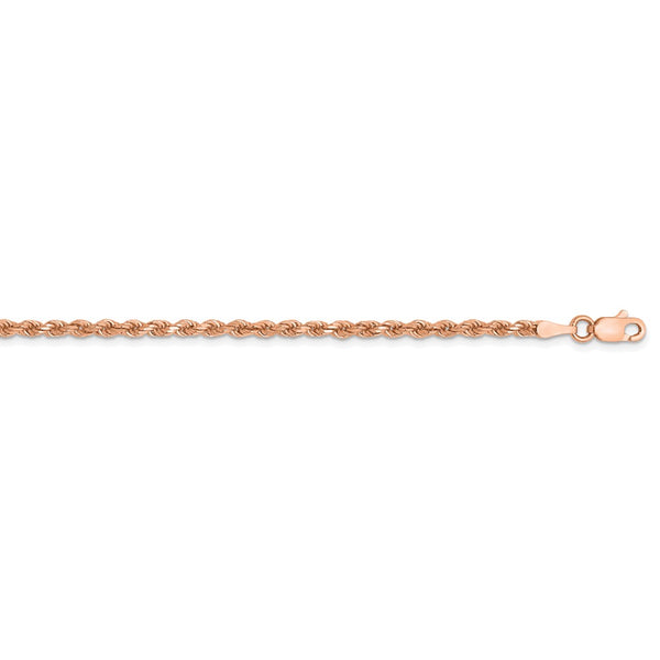 14k Rose Gold 2.25mm D/C Rope with Lobster Clasp Chain-WBC-018R-30