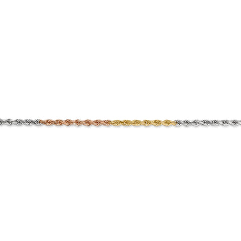 14k Tri-Color 2.5mm D/C Rope Chain-WBC-018TC-20