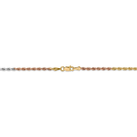 14k Tri-Color 2.5mm D/C Rope Chain-WBC-018TC-16