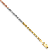 14k Tri-Color 2.5mm D/C Rope Chain-WBC-018TC-8