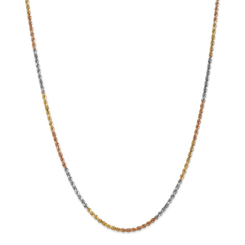 14k Tri-Color 2.5mm D/C Rope Chain-WBC-018TC-18