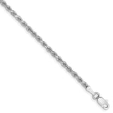 14k White Gold 2.25mm D/C Rope Chain Anklet-WBC-018W-9