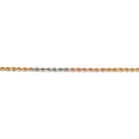 14k Tri-Color 2.9mm D/C Rope Chain-WBC-021TC-24