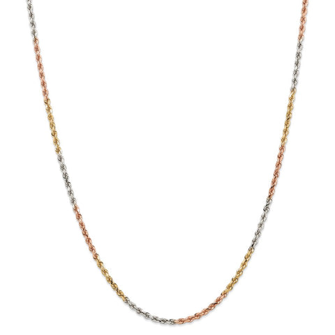 14k Tri-Color 2.9mm D/C Rope Chain-WBC-021TC-24