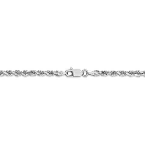 10k White Gold 3mm Diamond-cut Rope Chain-WBC-10K023W-24