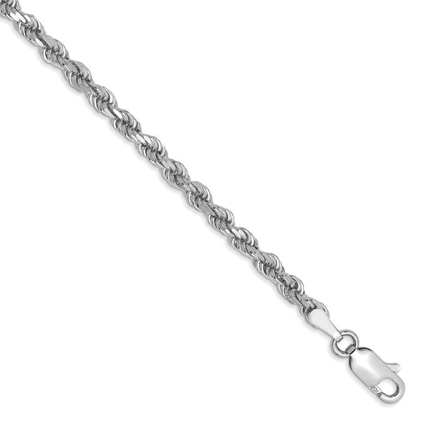 10k White Gold 3mm Diamond-cut Rope Chain-WBC-10K023W-8