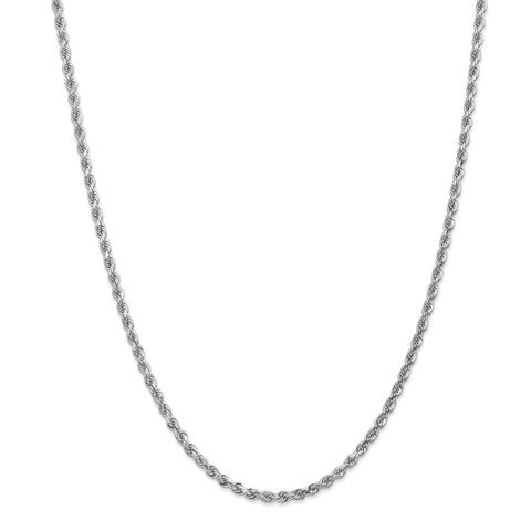 10k White Gold 3mm Diamond-cut Rope Chain-WBC-10K023W-18