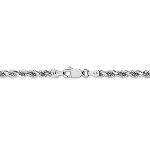 10k White Gold 3.5mm Diamond-cut Rope Chain-WBC-10K025W-24