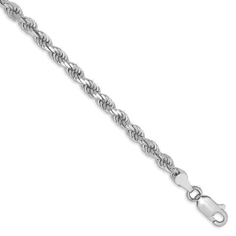 14k White Gold 3.5mm D/C Rope with Lobster Clasp Chain-WBC-025W-8