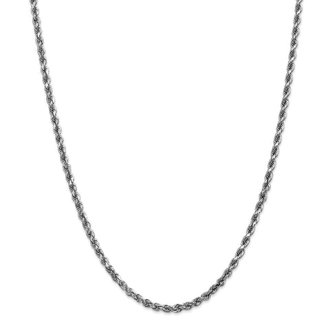 10k White Gold 3.5mm Diamond-cut Rope Chain-WBC-10K025W-24