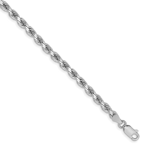 14k White Gold 3.75mm D/C Rope with Lobster Clasp Chain-WBC-027W-7