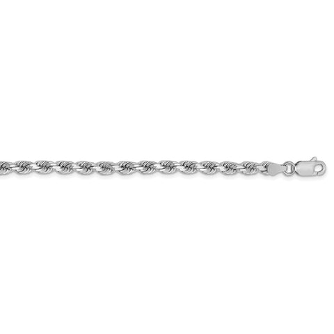 14k White Gold 3.75mm D/C Rope with Lobster Clasp Chain-WBC-027W-24