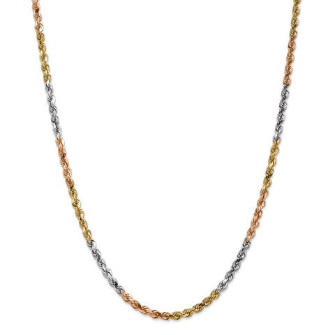 14k Tri-Color 4mm D/C Rope Chain-WBC-030TC-24