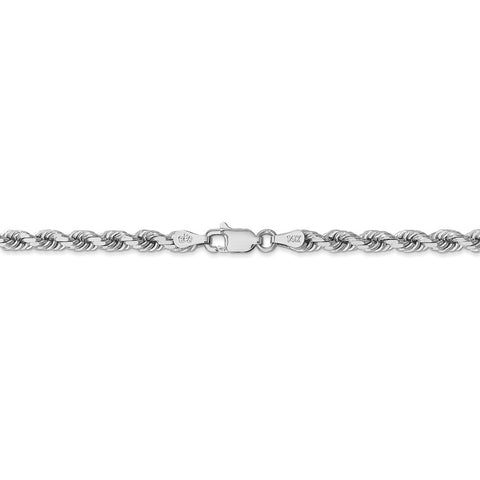 10k White Gold 4mm Diamond-cut Rope Chain-WBC-10K030W-22