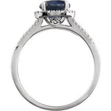 14K White Lab-Grown Blue Sapphire & 1/6 CTW Diamond Ring  -651300:70008:P-ST-WBC