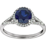 14K White Lab-Grown Blue Sapphire & 1/6 CTW Diamond Ring  -651300:70008:P-ST-WBC