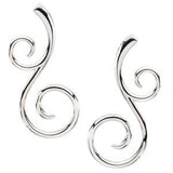 Sterling Silver & 14K White 38x17 mm Scroll Pattern Earrings-84322:602:P-ST-WBC