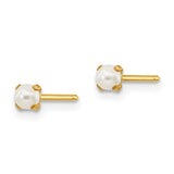 Inverness 14k 3mm Simulated Pearl Post Earrings-WBC-108E