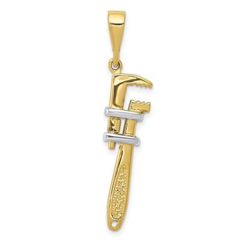 10k & Rhodium 3-D Pipe Wrench Charm-WBC-10A2197