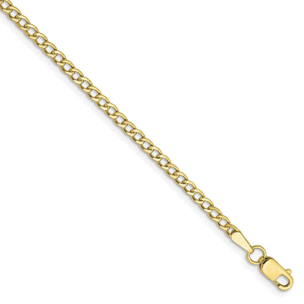 10k 2.5mm Semi-Solid Curb Link Chain Anklet-WBC-10BC124-9