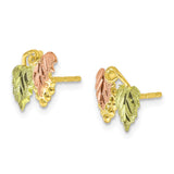 10k Tri-color Black Hills Gold Post Earrings-WBC-10BH630