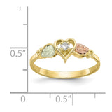 10k Tri-color Black Hills Gold Diamond Heart Ring-WBC-10BH641