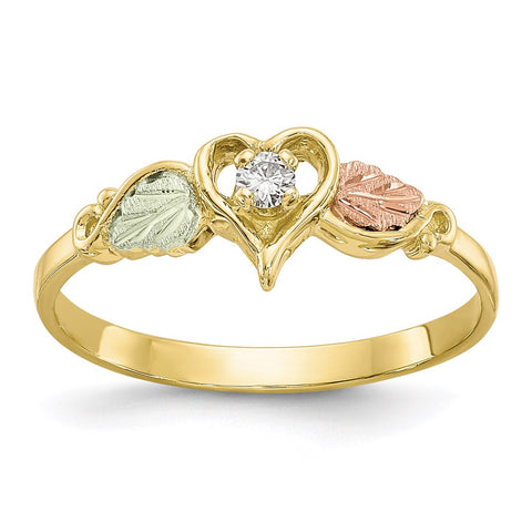 10k Tri-color Black Hills Gold Diamond Heart Ring-WBC-10BH641