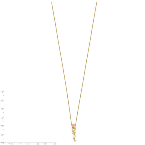 10k Tri-color Black Hills Gold Diamond Rose Necklace-WBC-10BH653-18