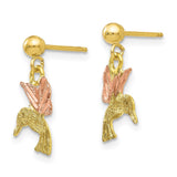 10k Tri-color Black Hills Gold Post Dangle Earrings-WBC-10BH659