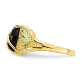 10k Tri-color Black Hills Gold Onyx Ring-WBC-10BH669