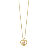 10k Tri-Color Black Hills Gold Rose in Heart Necklace-WBC-10BH693-18
