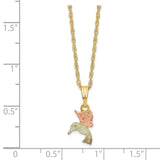 10k Tri-Color Black Hills Gold Hummingbird Necklace-WBC-10BH708-18
