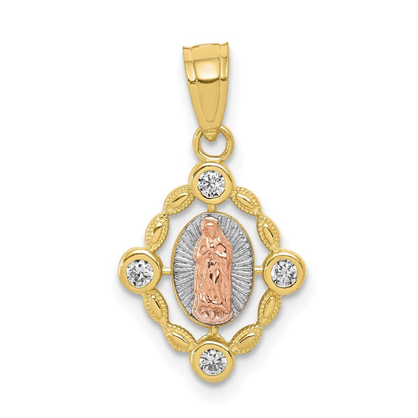 10k Small Two-tone Our Lady of Guadalupe Pendant-WBC-10C1043