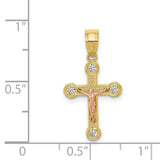 10k Two-tone Small CZ Crucifix Pendant-WBC-10C1062