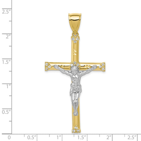 10K w/ Rhodium CZ Crucifix Pendant-WBC-10C1064