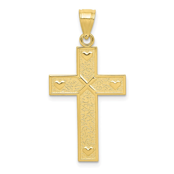 10K Cross W/GOD LOVES ME On Reverse Pendant-WBC-10C1102