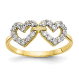 10k Double Heart CZ Ring-WBC-10C1194