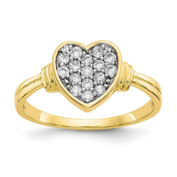 10K w/Rhodium CZ Heart Ring-WBC-10C1195