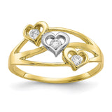 10K w/Rhodium Triple Heart CZ Ring-WBC-10C1198